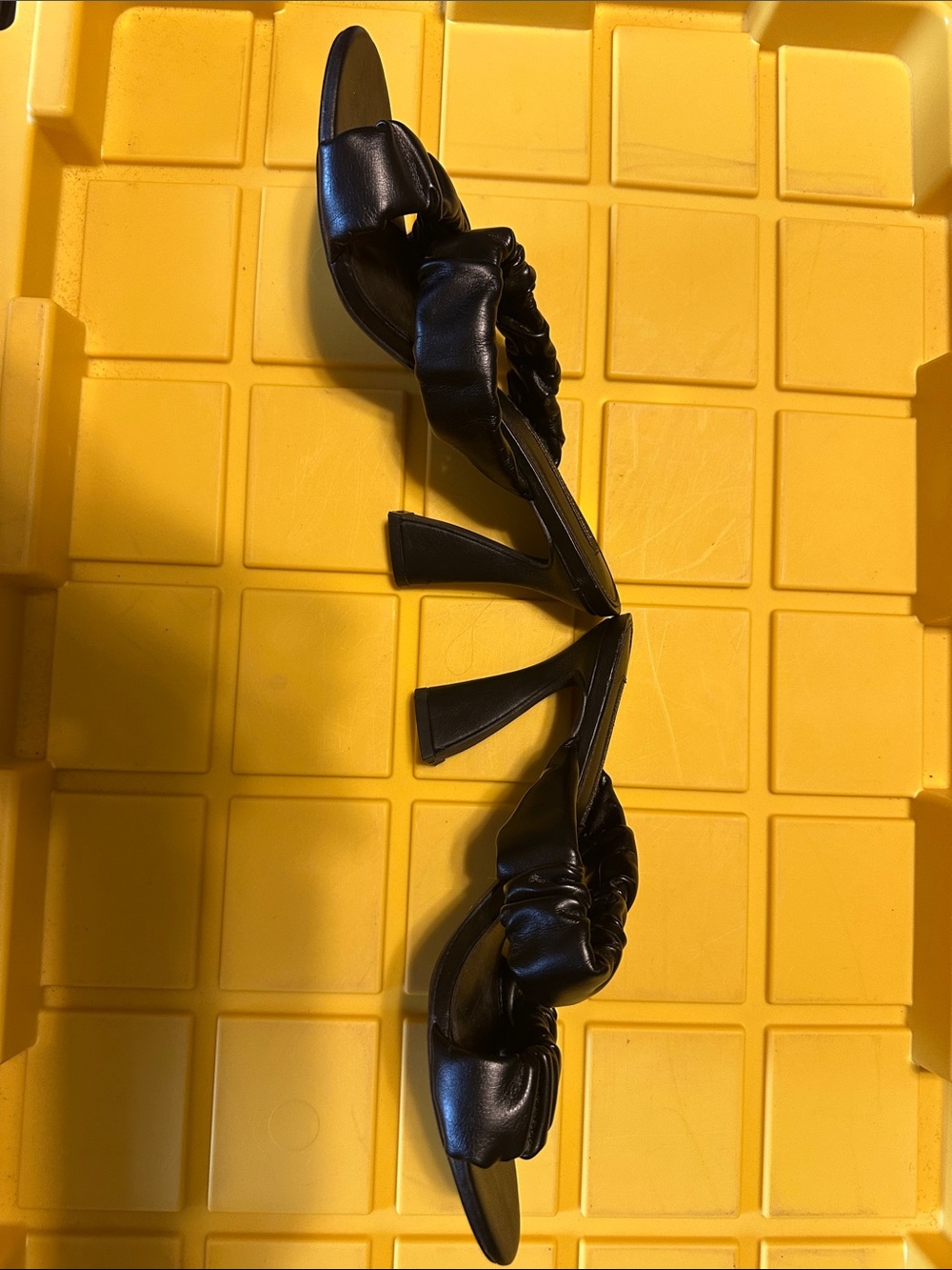French Connection Black Ruched Slide Mules - Picture 3 of 4
